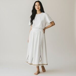 la lavon Maxi Skirt Women S White Excellent Embroidered Smocked Waist Boho